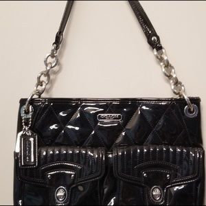 Black Patent leather Coach purse.